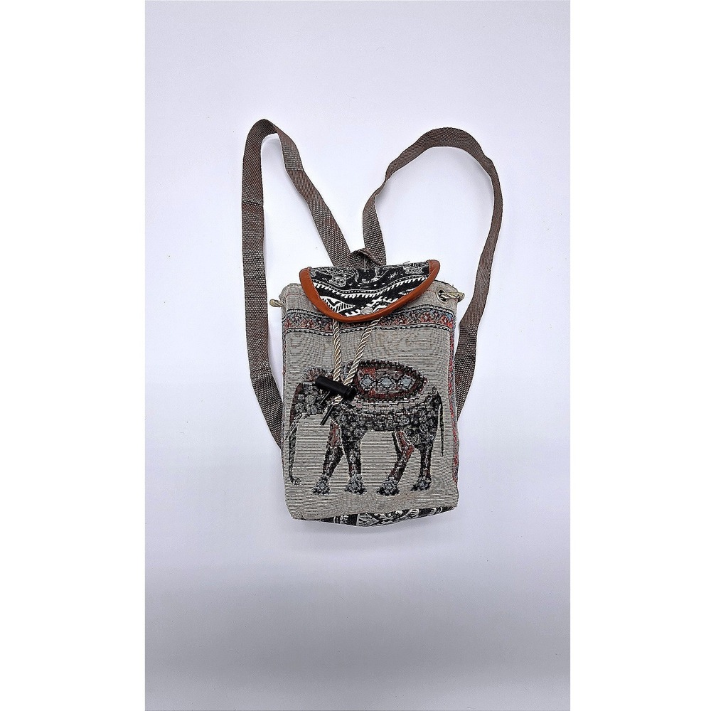 Boho Elephant Tapestry Drawstring Backpack Mini Bag‎
